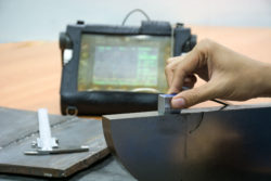 welding inspection by ultrasonic test for found internal defect